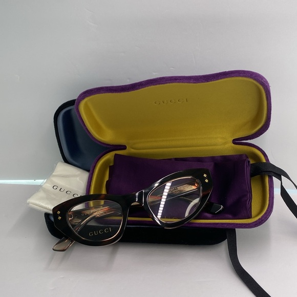 New Authentic GUCCI GG1083O 002 SHINY FLAMED BLACK AND PINK Eyeglasses - Picture 8 of 11